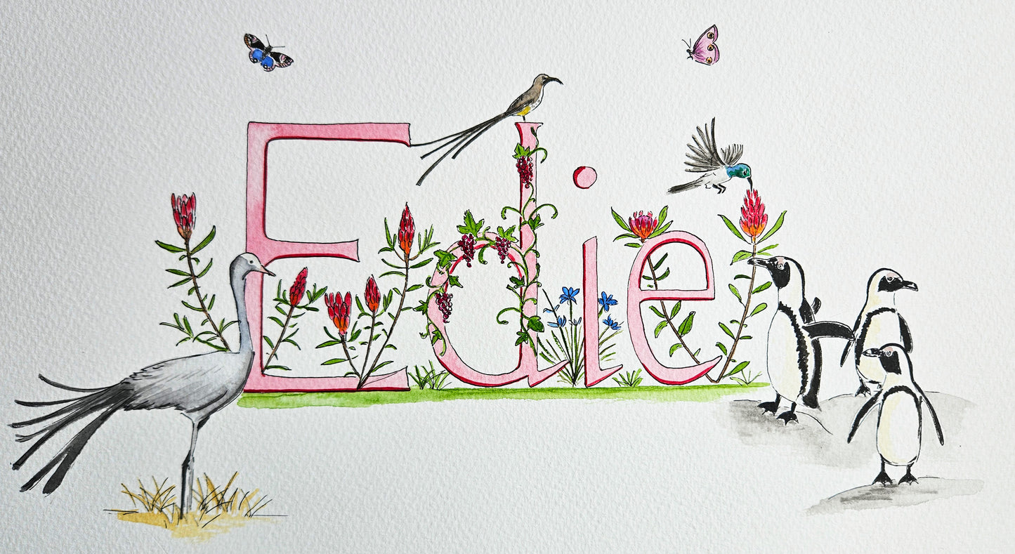 CUSTOM NAME WATERCOLOUR PAINTING