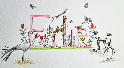 CUSTOM NAME WATERCOLOUR PAINTING