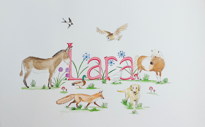 CUSTOM NAME WATERCOLOUR PAINTING